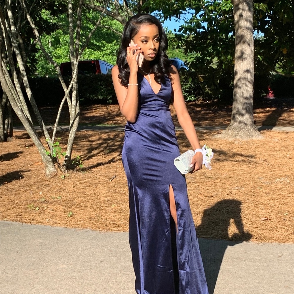 Long Satin Mermaid Gown with slit